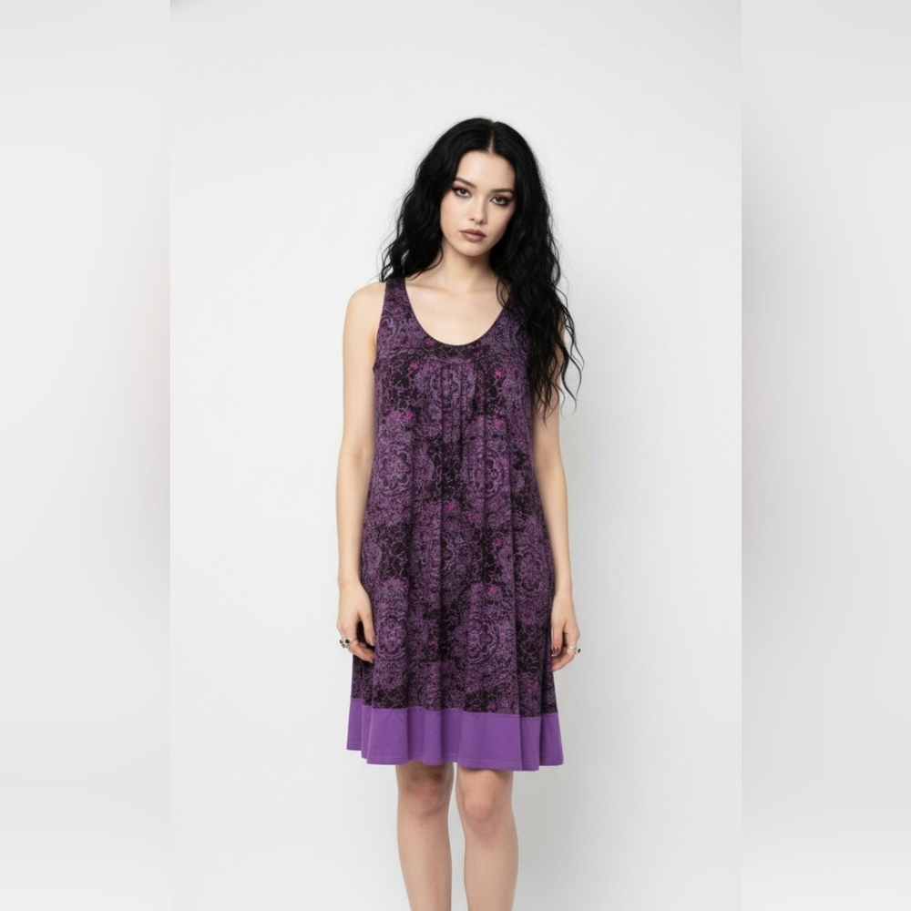 St. John's Bay Dress Y2K Grunge Purple Black Sleeveless Dark Fairy Goth S